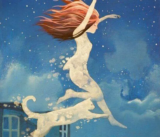 chica-saltando-con-gato