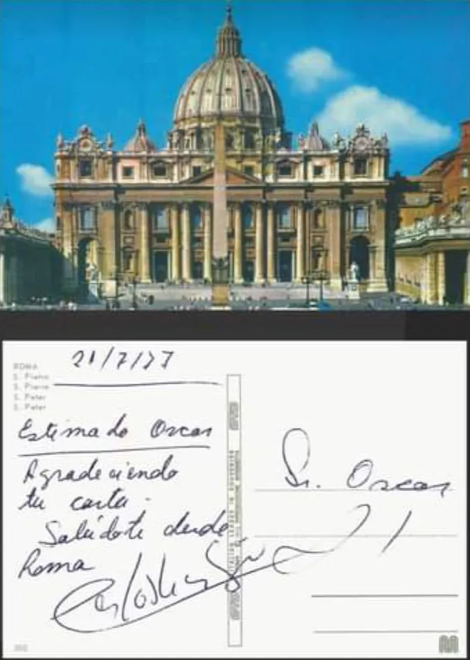 postal escrita de puño y letra por Monzón