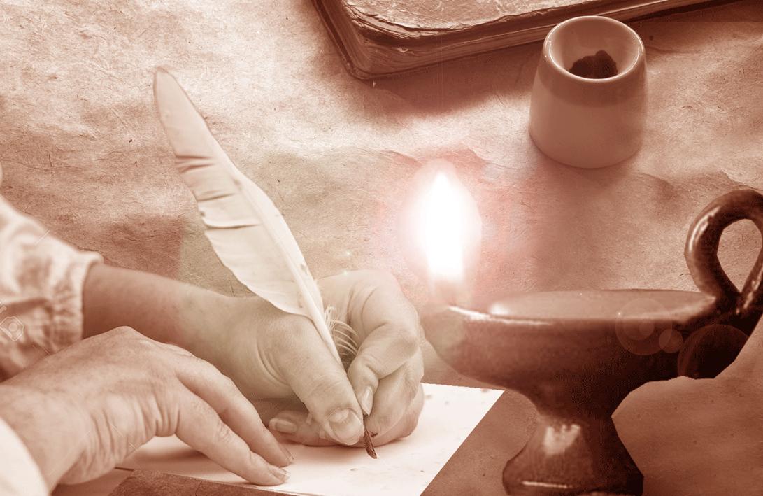 Mujer-escribiendo-a-la-luz-de-una-vela