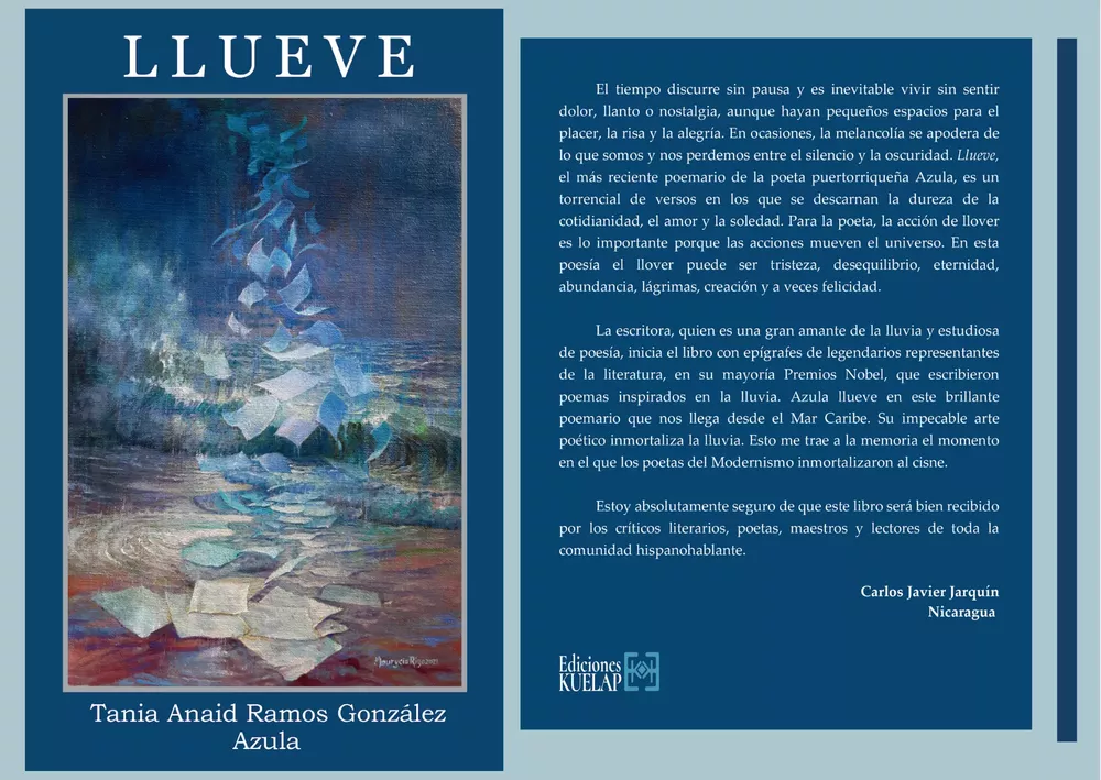 Portada y contraportada de LLUEVE
